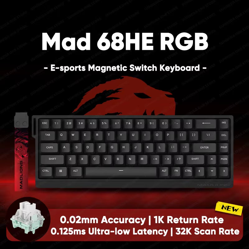 Madlions Mad 60He Mad 68He 68Pro Wired Mechanical Keyboard Gaming Magnetic Switch RT 0.01Mm 8K Polling Rate RGB Hotswap Keyboard
