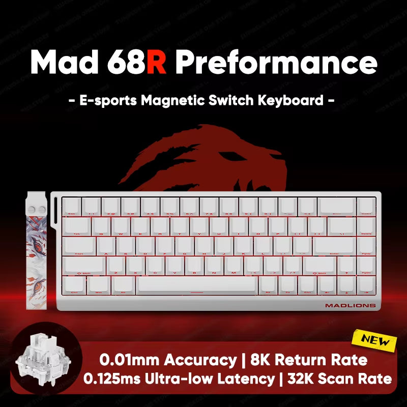Madlions Mad 60He Mad 68He 68Pro Wired Mechanical Keyboard Gaming Magnetic Switch RT 0.01Mm 8K Polling Rate RGB Hotswap Keyboard