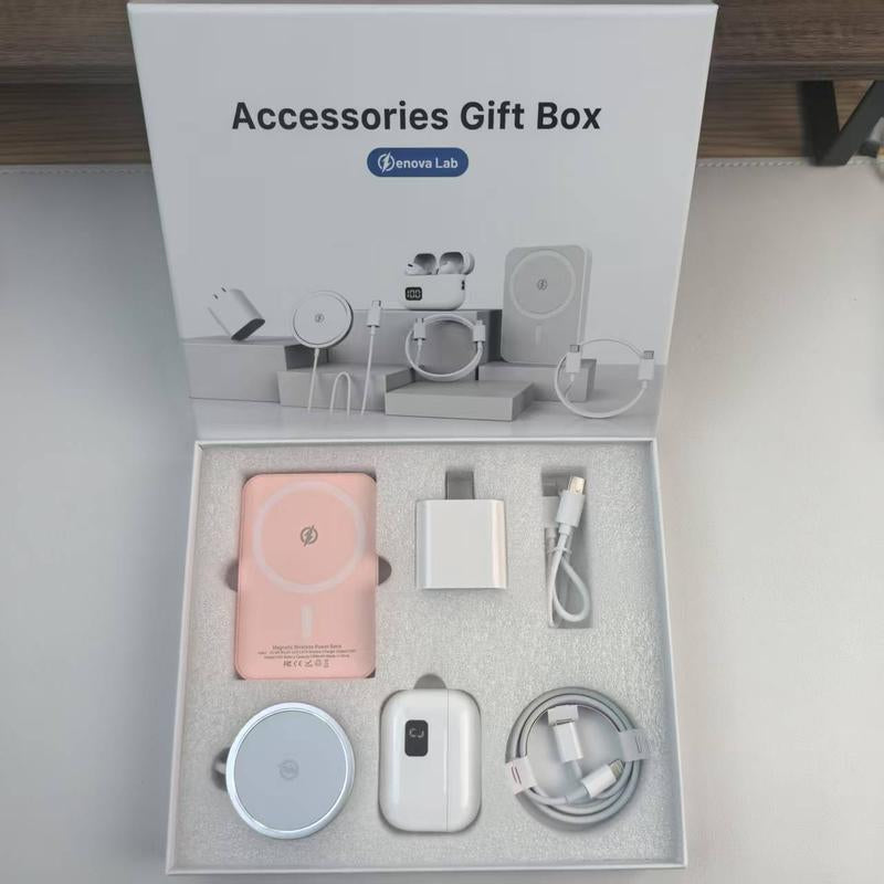 ARTCYBER 6-In-1 Charging Kit: Fast Charge, Magnetic Power Bank, Wireless Charger, Type-C to Fast Charging Cable, Adapter & Audio Support, Compact & Portable.