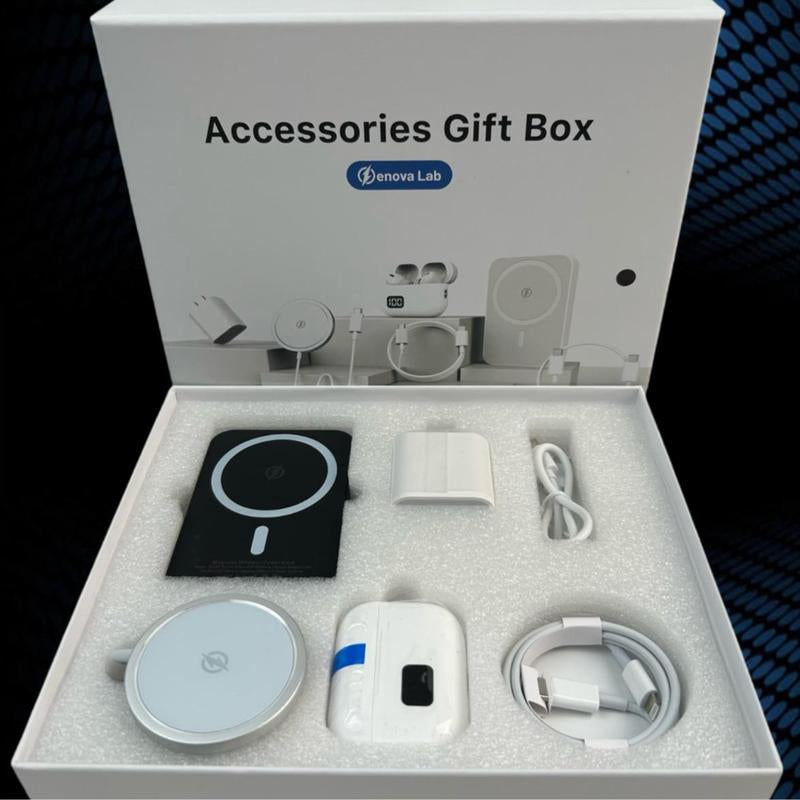 ARTCYBER 6-In-1 Charging Kit: Fast Charge, Magnetic Power Bank, Wireless Charger, Type-C to Fast Charging Cable, Adapter & Audio Support, Compact & Portable.
