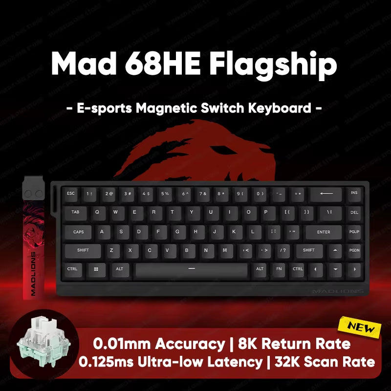 Madlions Mad 60He Mad 68He 68Pro Wired Mechanical Keyboard Gaming Magnetic Switch RT 0.01Mm 8K Polling Rate RGB Hotswap Keyboard