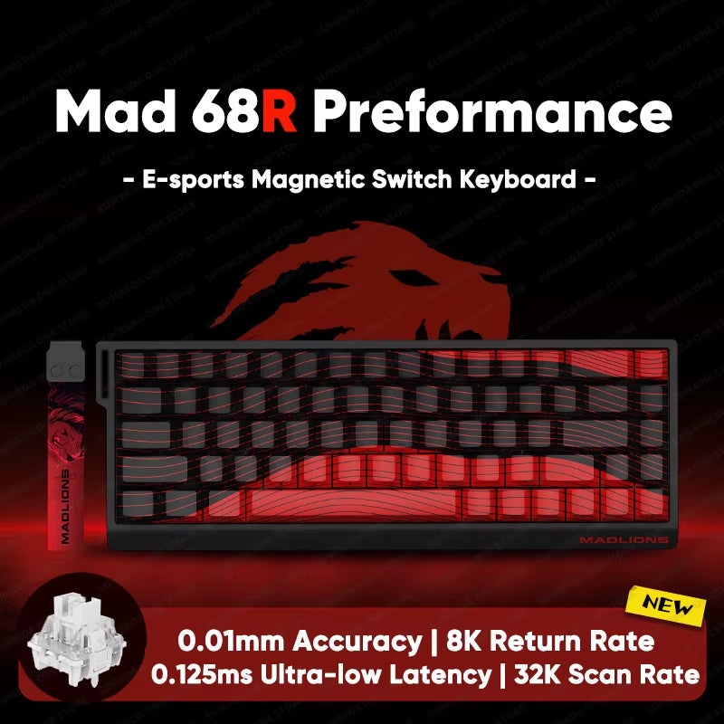 Madlions Mad 60He Mad 68He 68Pro Wired Mechanical Keyboard Gaming Magnetic Switch RT 0.01Mm 8K Polling Rate RGB Hotswap Keyboard