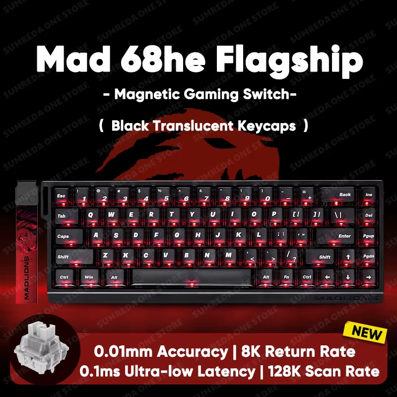 Madlions Mad 60He Mad 68He 68Pro Wired Mechanical Keyboard Gaming Magnetic Switch RT 0.01Mm 8K Polling Rate RGB Hotswap Keyboard