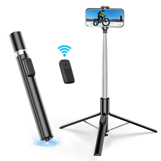 KOLOOBO 70" Automatic Phone Tripod with Magnetic Rechargable Remote , 360° Rotatable Lightweight Portable Tripod, Suitable for 4-7-Inch Iphone/Android/ Photo and Video Kits/Travel，Black and White