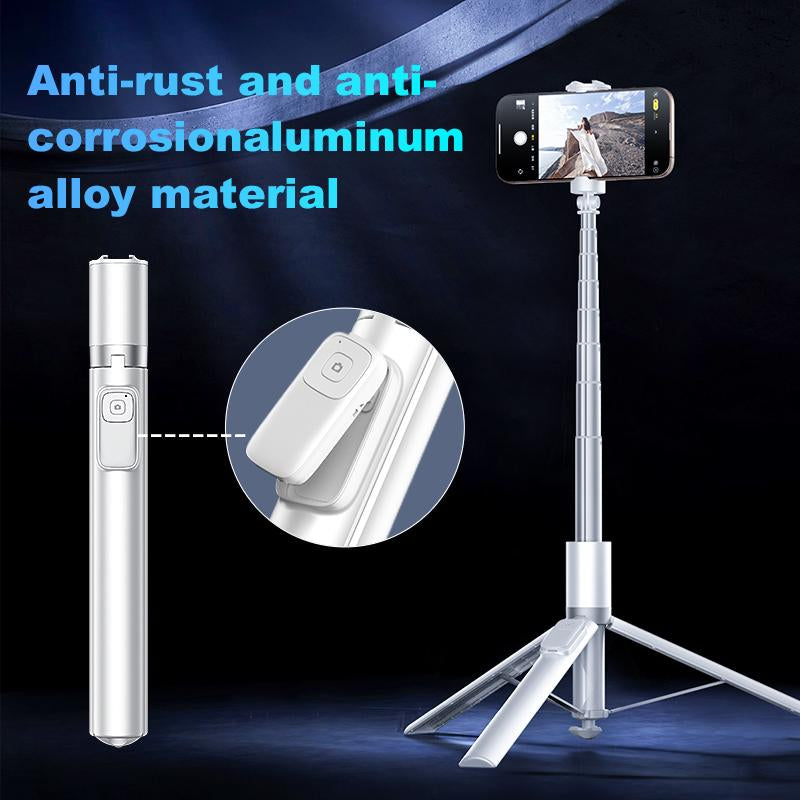 KOLOOBO 70" Automatic Phone Tripod with Magnetic Rechargable Remote , 360° Rotatable Lightweight Portable Tripod, Suitable for 4-7-Inch Iphone/Android/ Photo and Video Kits/Travel，Black and White